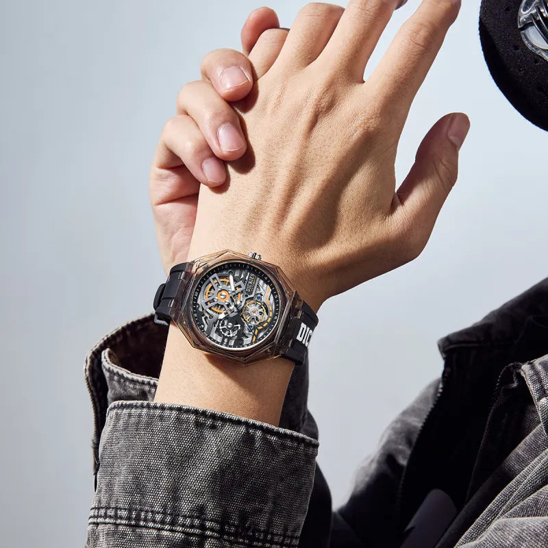 Dickies Starlight Collection Wrist Watch Mechanical Movement Cut Out Dial Unisex Shopping Bag+Box-12