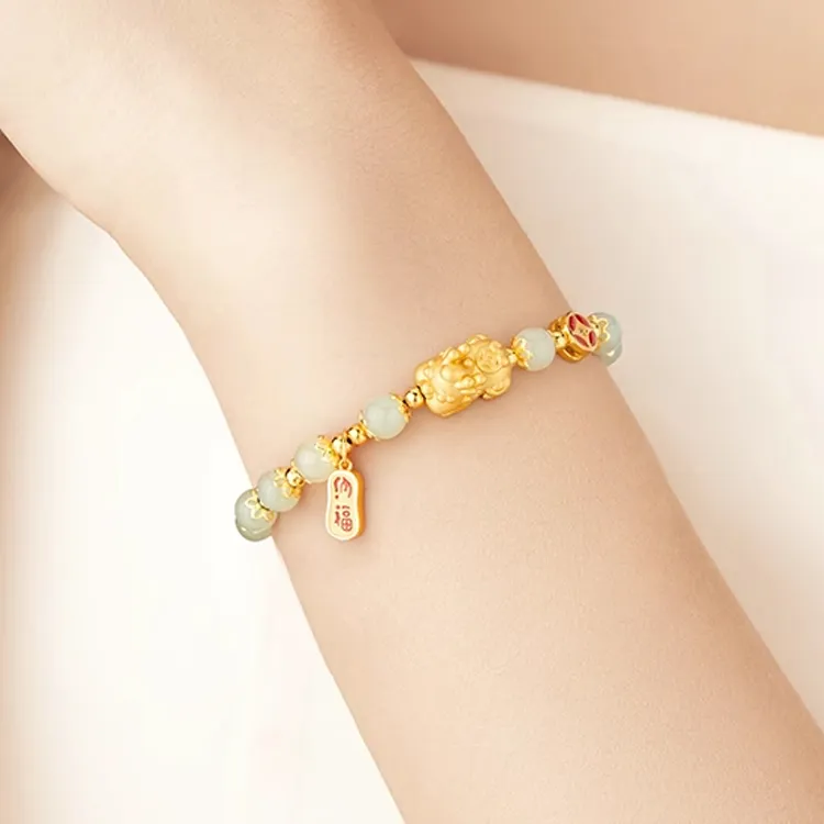 D.Get Bracelets White Jade/Pale Greenish White Jade Unisex-2