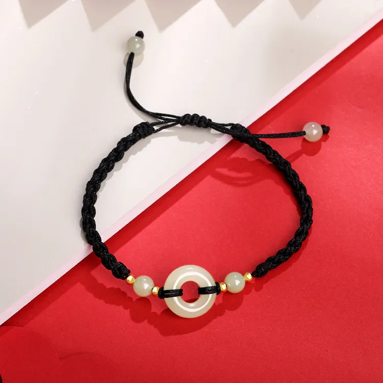 D.Get Hetian Jade Bracelets Pale Greenish White Jade Unisex-1