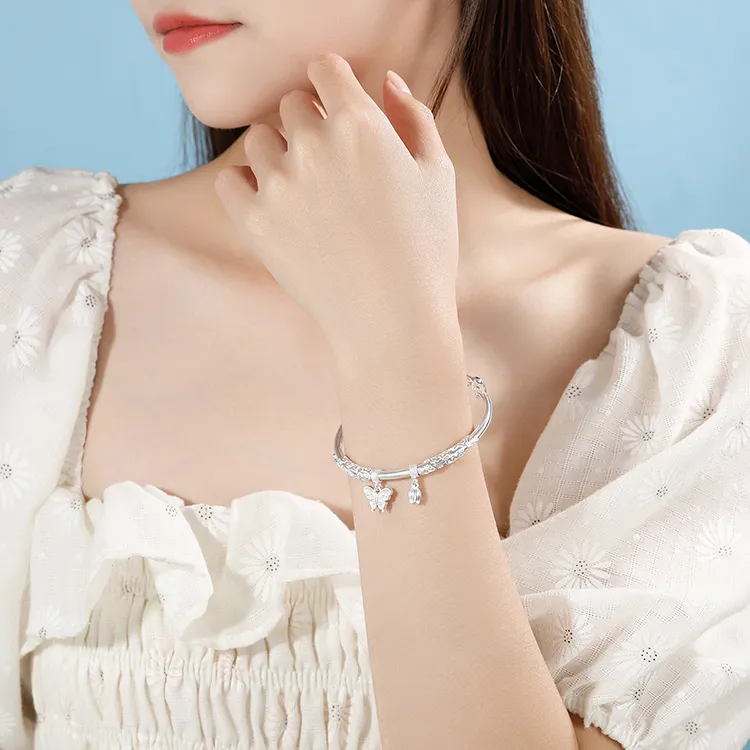 D.Get 999 Fine Silver Bangles Unisex Women's Box-4