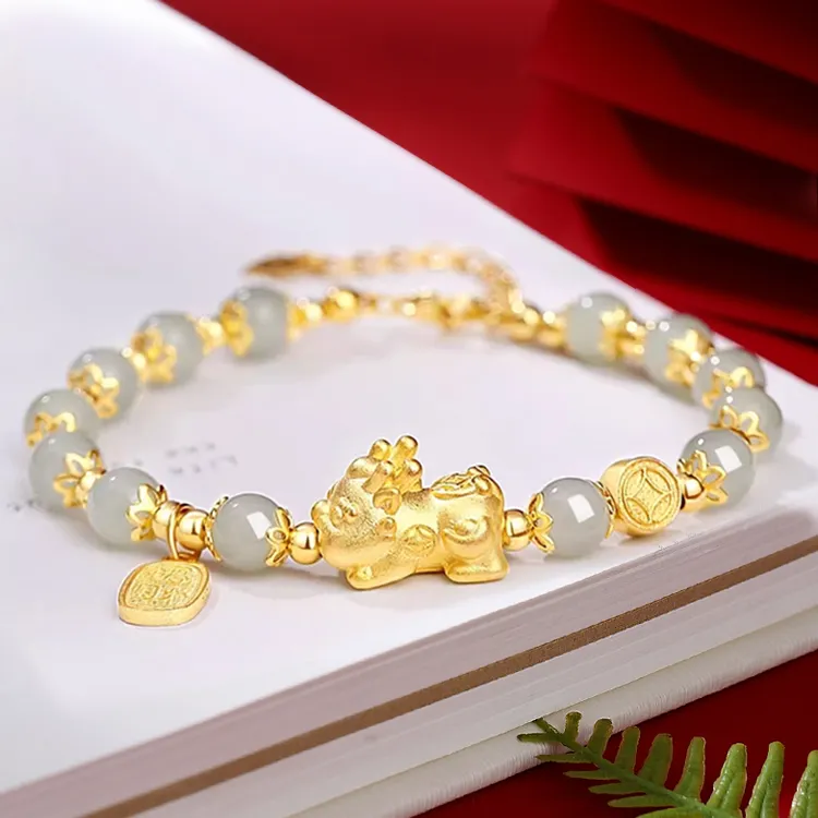 D.Get Bracelets White Jade/Pale Greenish White Jade Unisex-4