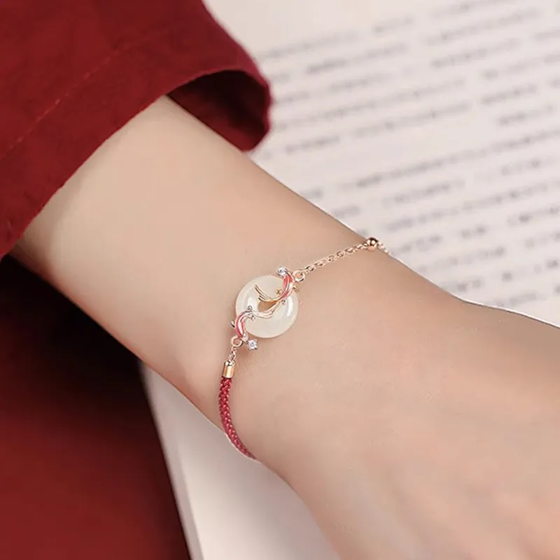 D.Get Bracelets Pale Greenish White Jade Unisex-2