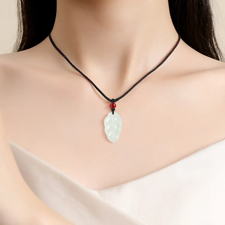 D.Get Hetian Jade Necklaces White Jade/Pale Greenish White Jade Unisex-3