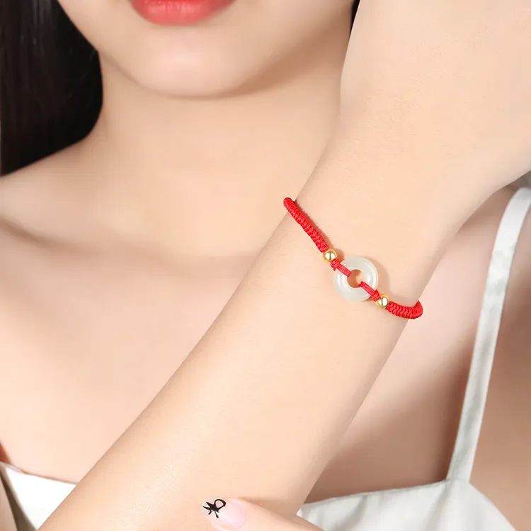 D.Get Hetian Jade Bracelets Pale Greenish White Jade Unisex-6
