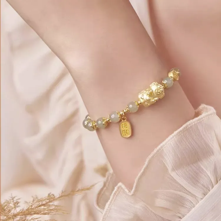 D.Get Bracelets White Jade/Pale Greenish White Jade Unisex-7