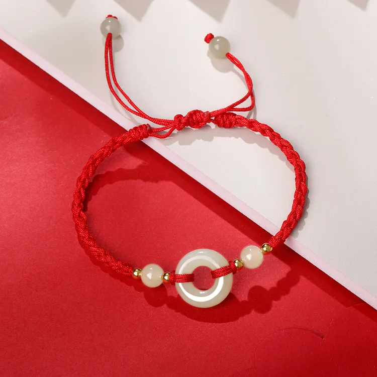D.Get Hetian Jade Bracelets Pale Greenish White Jade Unisex-5
