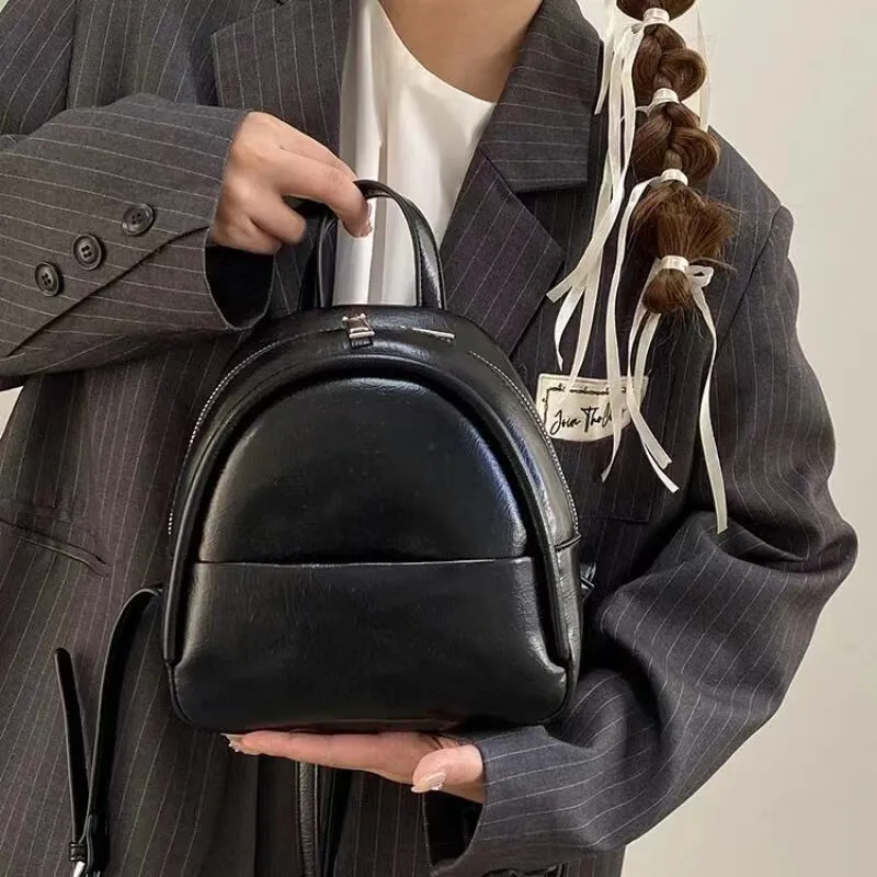 BETTERSAY PU Leather Backpack Small Size Women's Ecru/Black-6
