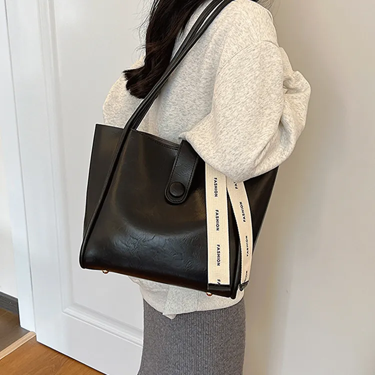 BETTERSAY PU Commute Bag, Tote Bag, Shopping Bag, Underarm Shoulder Bag Regular Women's Black/Coffee/Mud-2