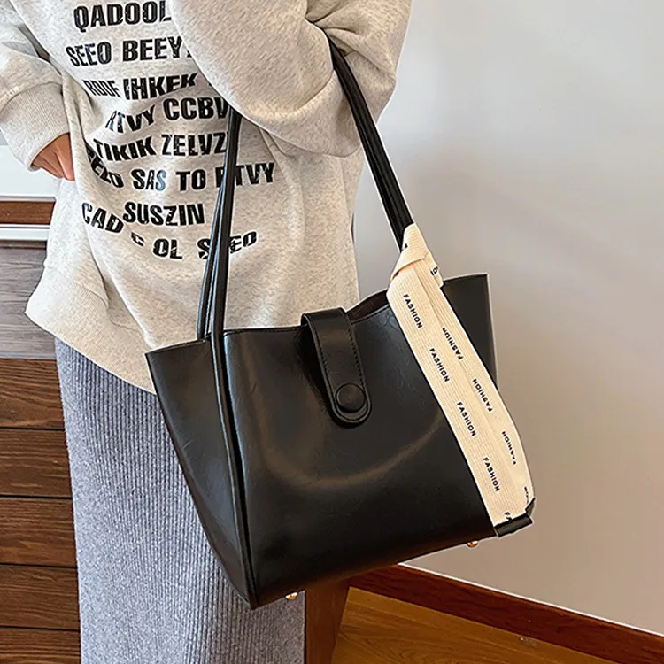 BETTERSAY PU Commute Bag, Tote Bag, Shopping Bag, Underarm Shoulder Bag Regular Women's Black/Coffee/Mud-1