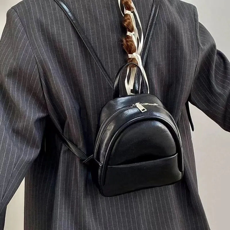 BETTERSAY PU Leather Backpack Small Size Women's Ecru/Black-5
