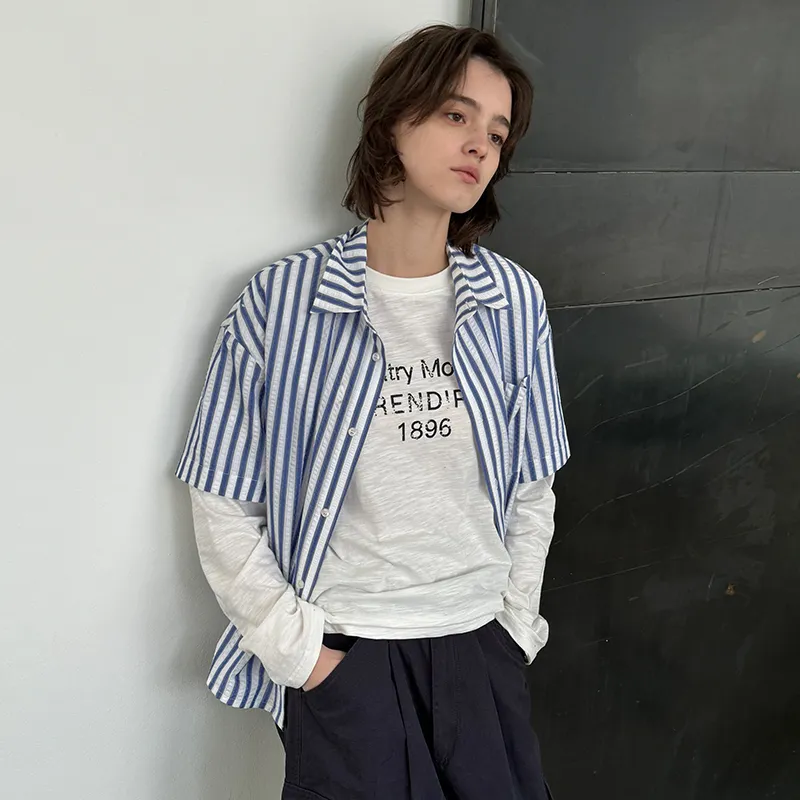 COUNTRY MOMENT Shirt Unisex Blue White Stripes-4