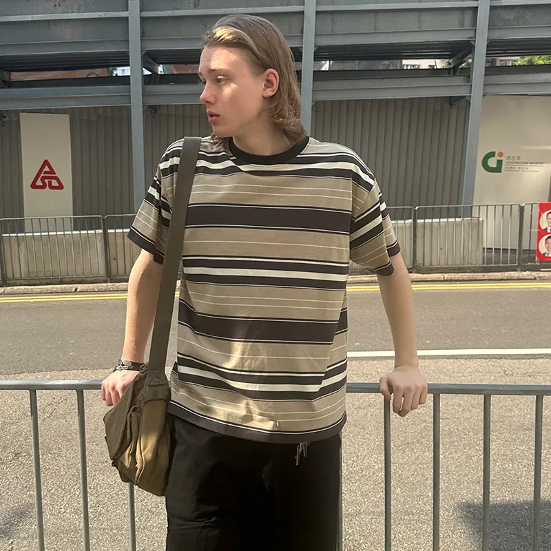 COUNTRY MOMENT T Shirts Men Brown Stripes-5