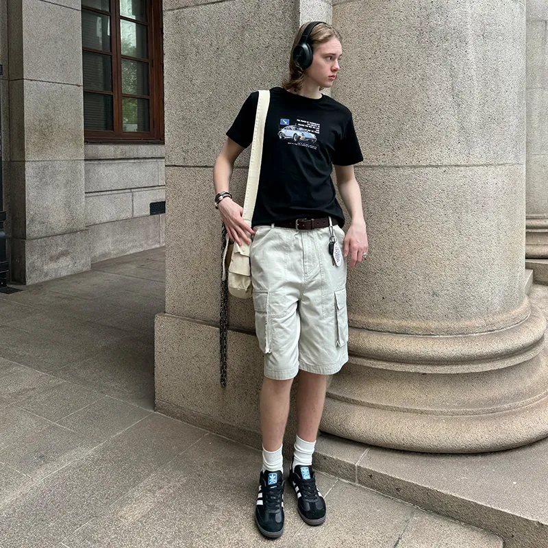 COUNTRY MOMENT Cargo Shorts Unisex Light Gray-5