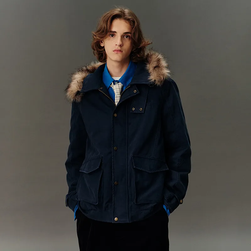 COUNTRY MOMENT Puffer Jacket Unisex Navy Blue-3