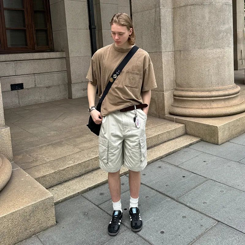 COUNTRY MOMENT Cargo Shorts Unisex Light Gray-2