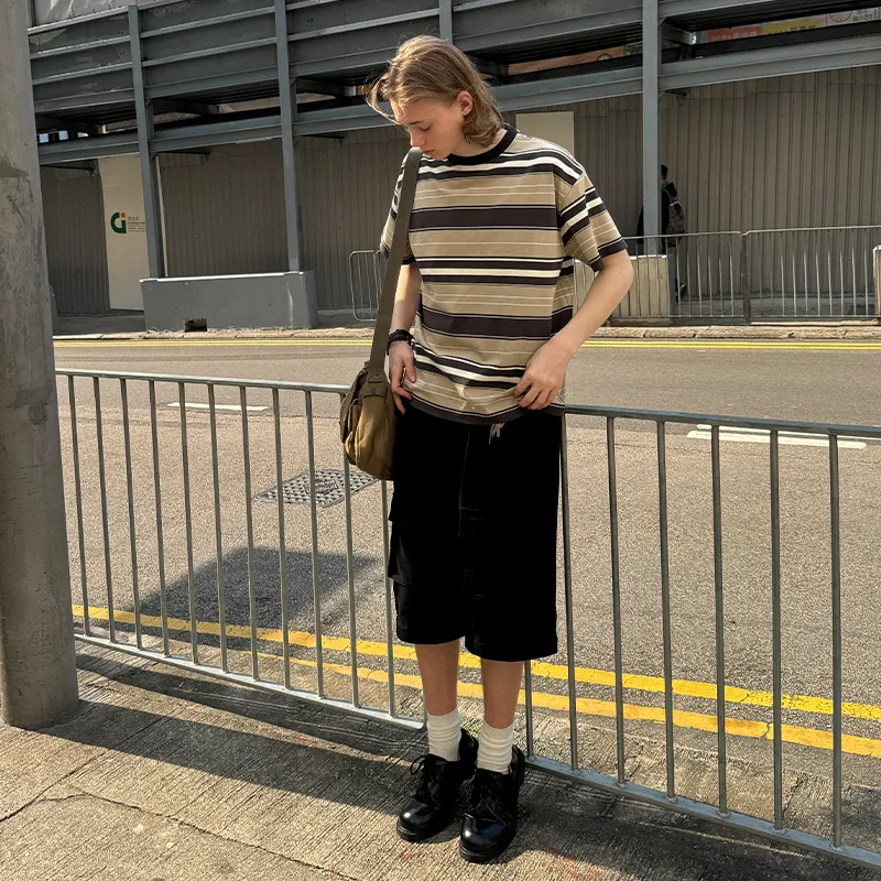 COUNTRY MOMENT T Shirts Men Brown Stripes-8