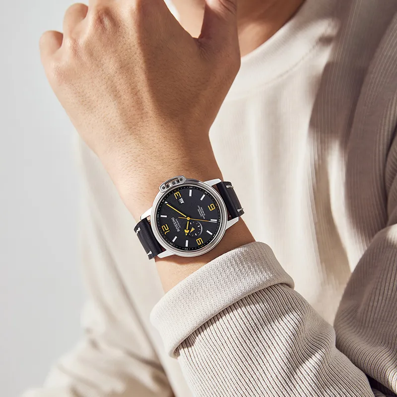 ROSSINI Designer Collection Mechanical Movement Cowhide Strap Watch Men's Watches Black Dial-6