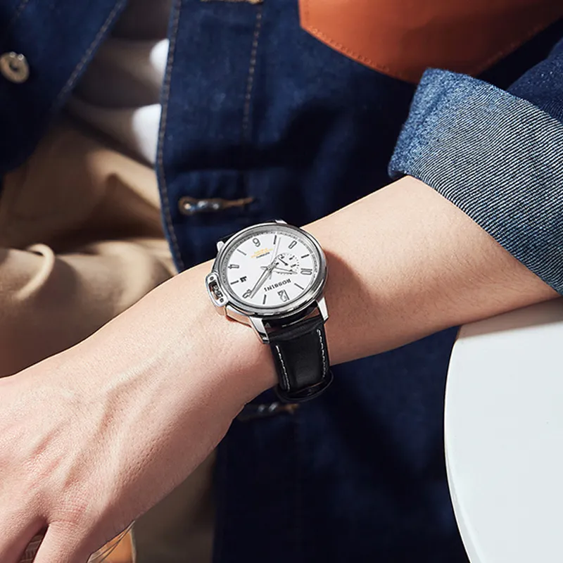 ROSSINI Designer Collection Mechanical Movement Cowhide Strap Watch Men's Watches Black Dial-6