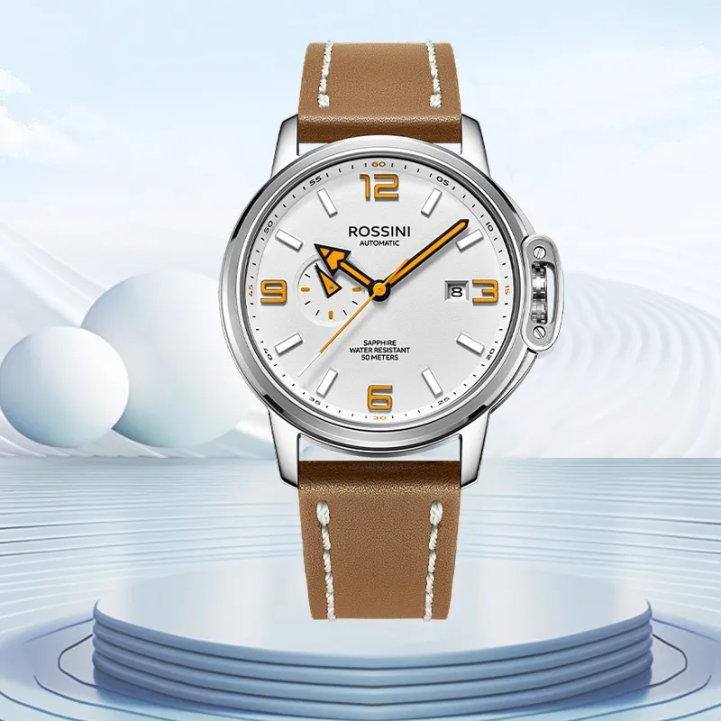 ROSSINI Designer Collection Mechanical Movement Cowhide Strap Watch Men's Watches Black Dial-11