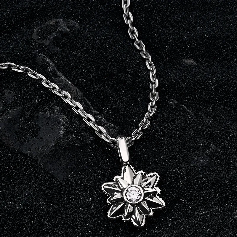 ROCK&RIDE 925 Sterling Silver With White Zircon Inlaid Charm/Pendant Unisex-5