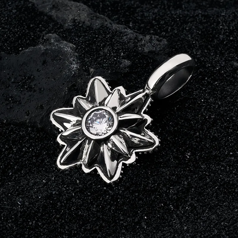 ROCK&RIDE 925 Sterling Silver With White Zircon Inlaid Charm/Pendant Unisex-4