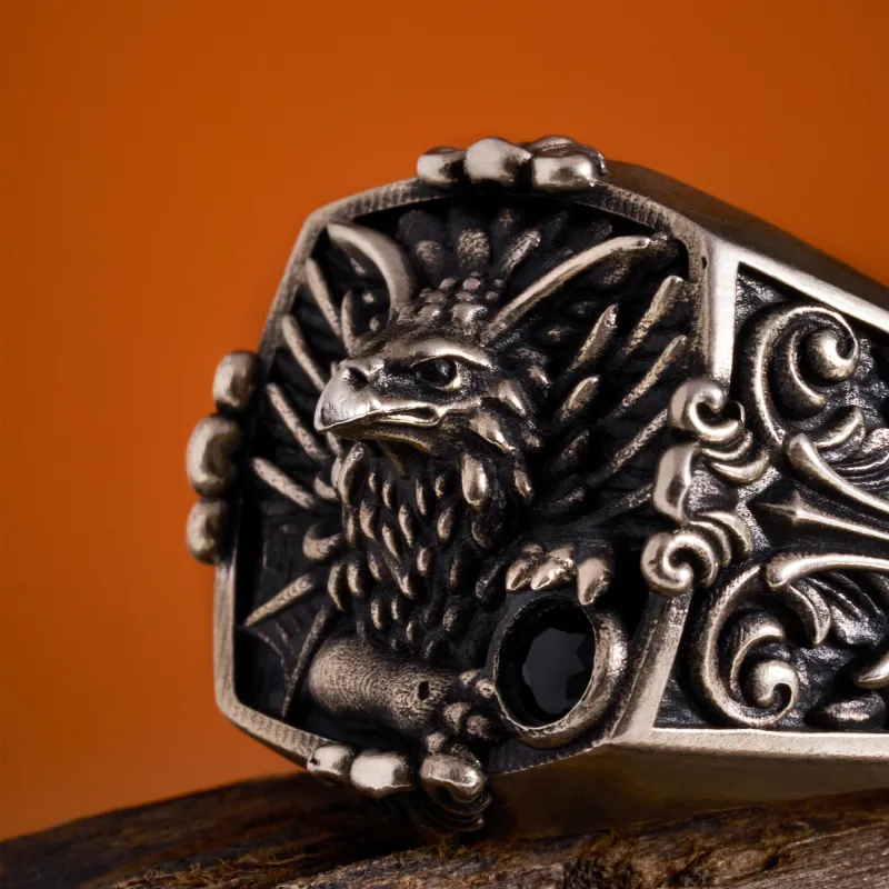 ROCK&RIDE 925 Silver Inlaid With Black Spinel Rings Men's-2