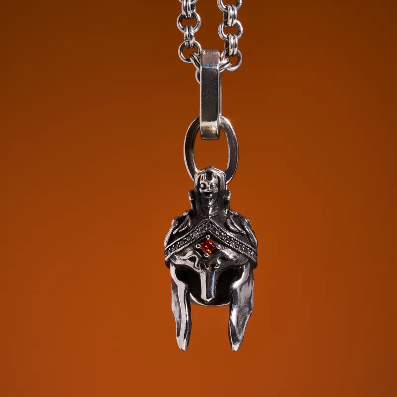 ROCK&RIDE 925 Sterling Silver With Garnet Red Zircon And White Zircon Charm/Pendant Men's-3