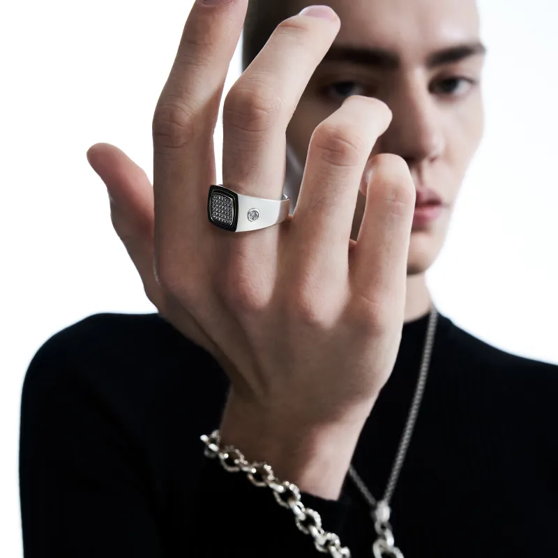 ROCK&RIDE 925 Sterling Silver With Zircon Rings Men's-2
