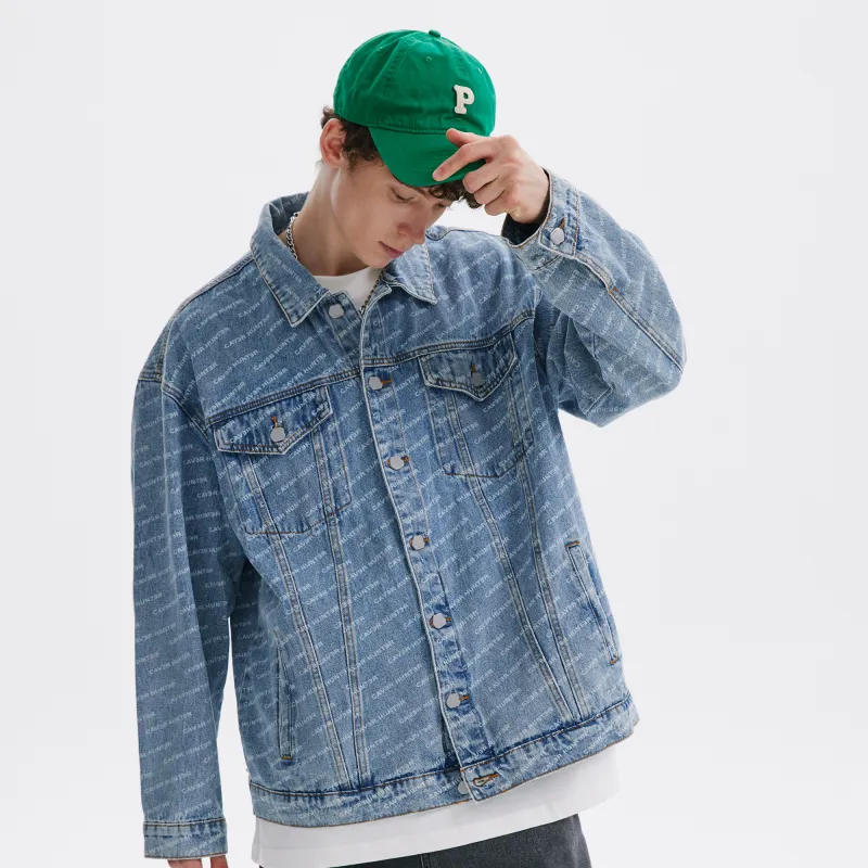 Caver&Hunter Spring Fall Denim Jacket Unisex Light Blue-5