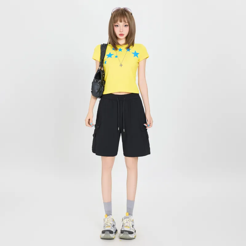 Poyz Denim Shorts Women's Black Knee Length Pants-6