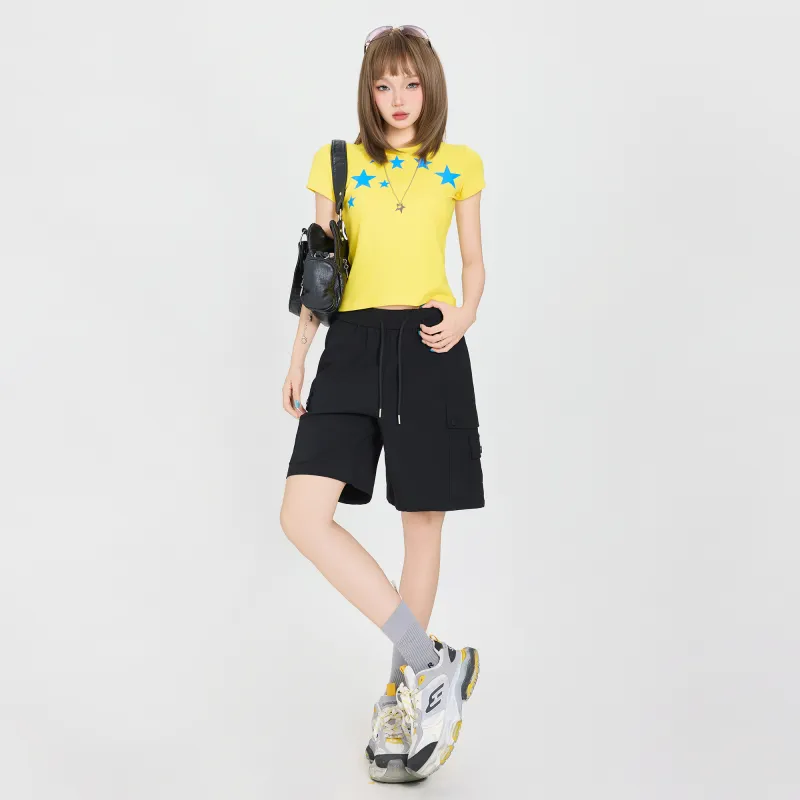 Poyz Denim Shorts Women's Black Knee Length Pants-5