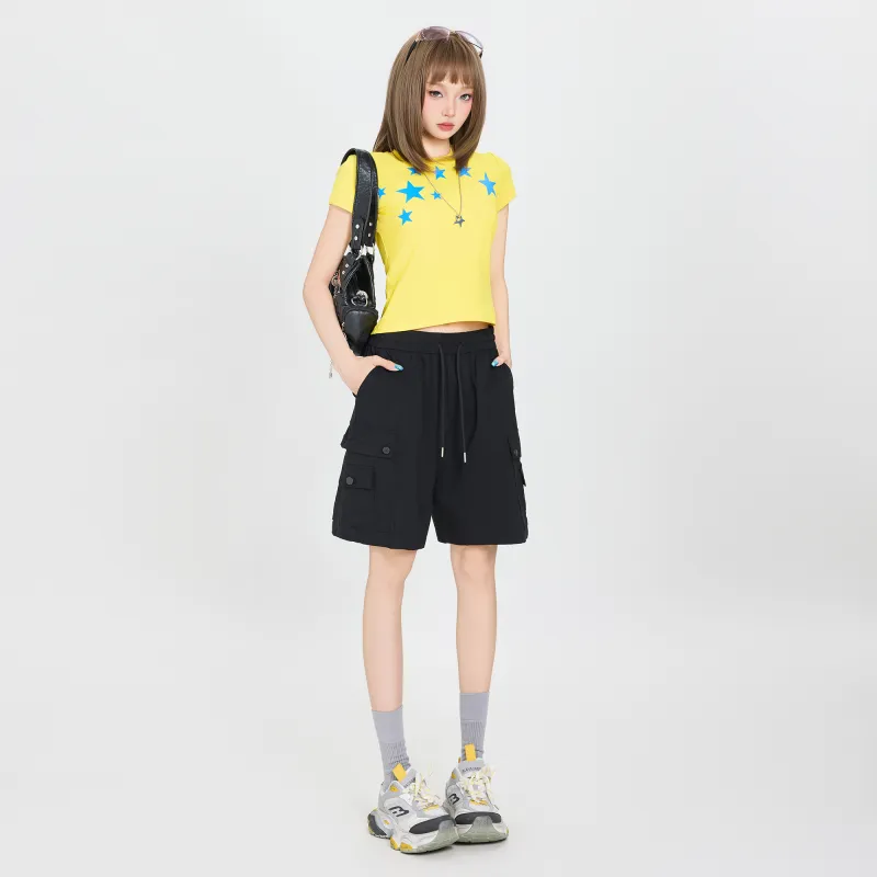 Poyz Denim Shorts Women's Black Knee Length Pants-2