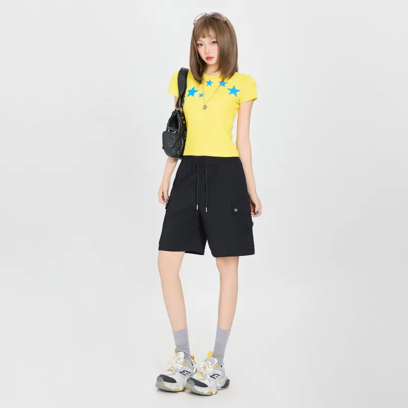 Poyz Denim Shorts Women's Black Knee Length Pants-4