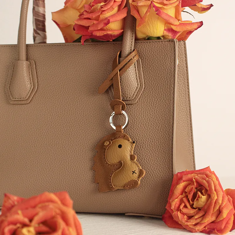 After The Bird Handmade Lambskin Genuine Leather Keychains Unisex Maillard Style Color Scheme Brown-2