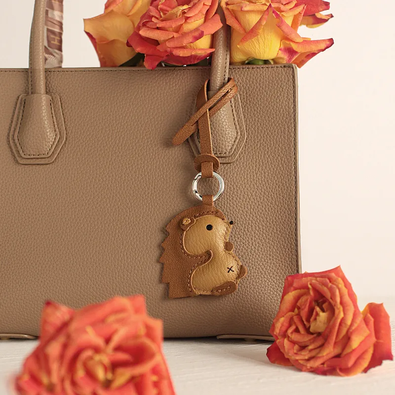 After The Bird Handmade Lambskin Genuine Leather Keychains Unisex Maillard Style Color Scheme Brown-3