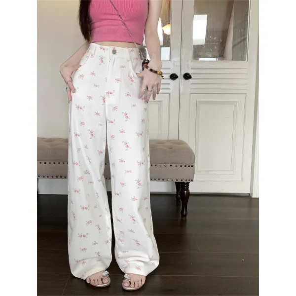 SUNSUNTOWN Jeans Women's Little Flower-5
