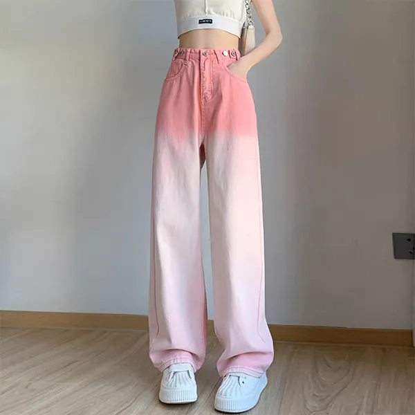 SUNSUNTOWN Jeans Women's Pink Gradient-2