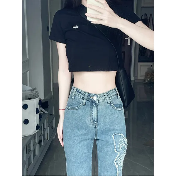 SUNSUNTOWN Jeans Women's Denim Blue-5