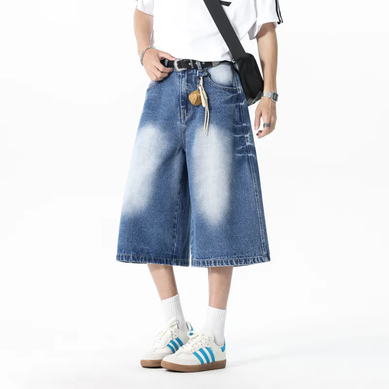 ZMOH Denim Shorts Unisex Medium Blue-5