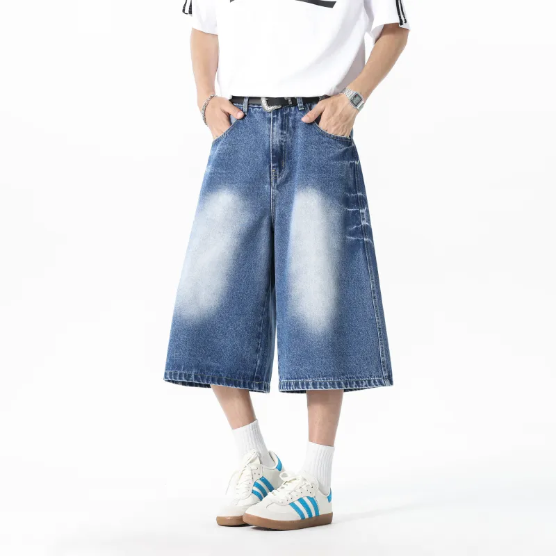 ZMOH Denim Shorts Unisex Medium Blue-3