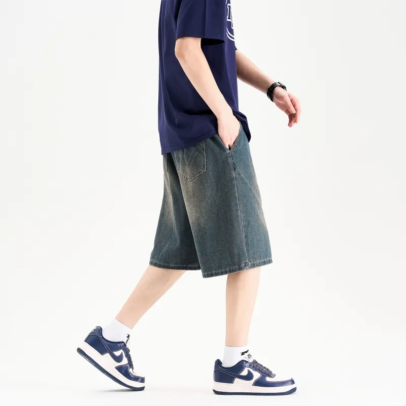 ZMOH Denim Shorts Unisex Couple's Blue-3