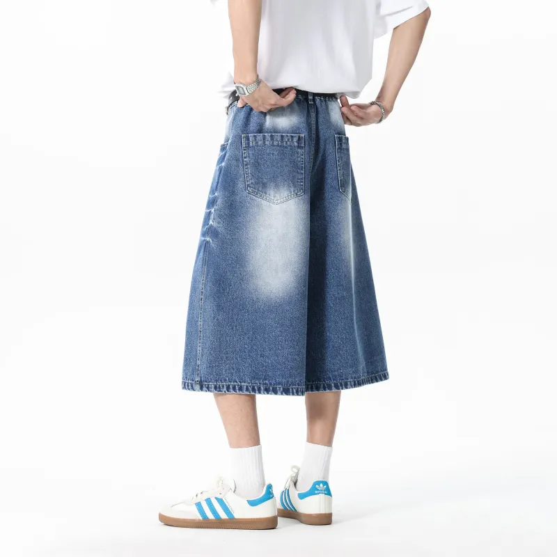 ZMOH Denim Shorts Unisex Medium Blue-4