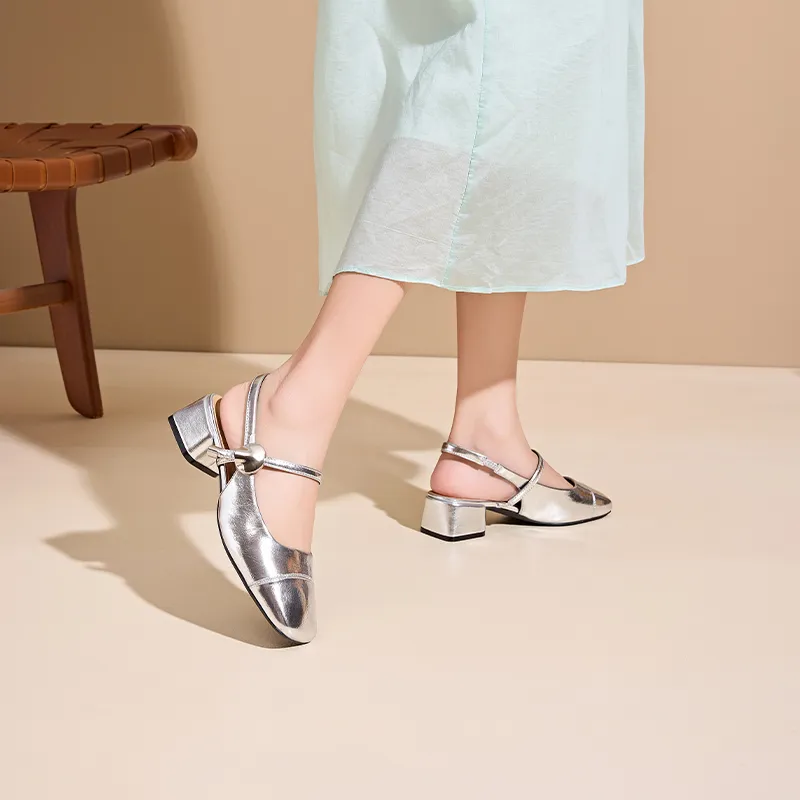 15 MINS Block Heel High Heels 4cm Women's-5