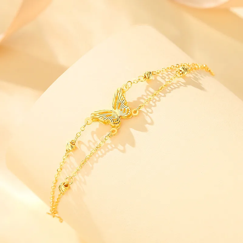 YASIFU New Arrival Niche Versatile Butterfly Solid Gold 999 Fixed Price Gold Bracelet Women's-2