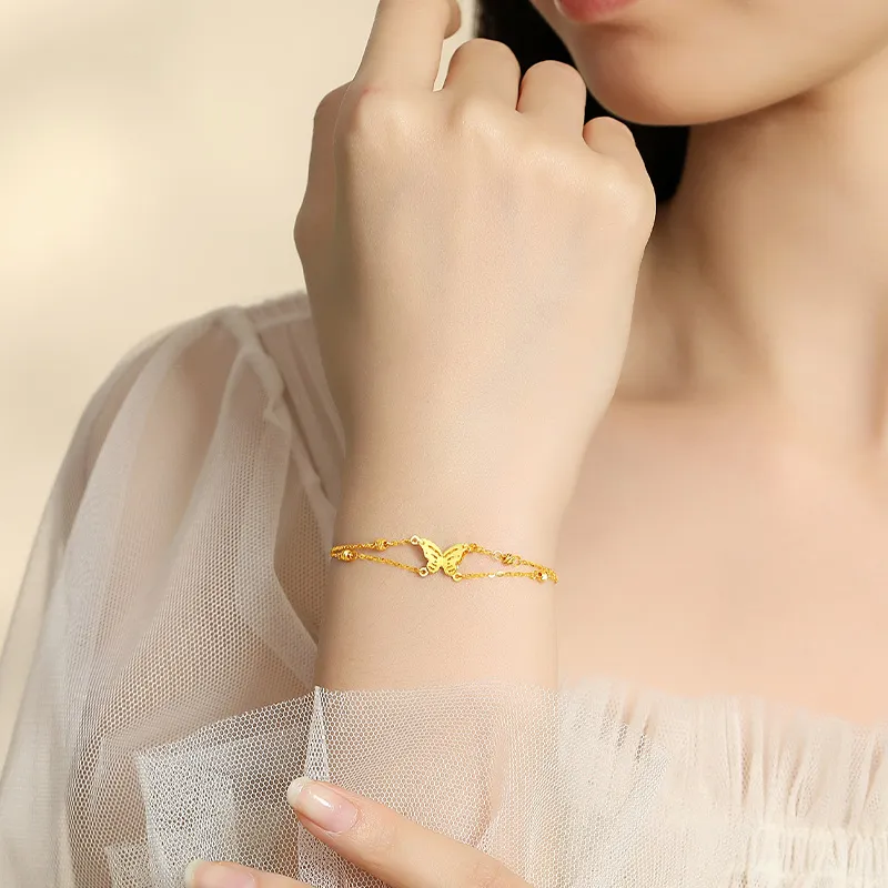 YASIFU New Arrival Niche Versatile Butterfly Solid Gold 999 Fixed Price Gold Bracelet Women's-4