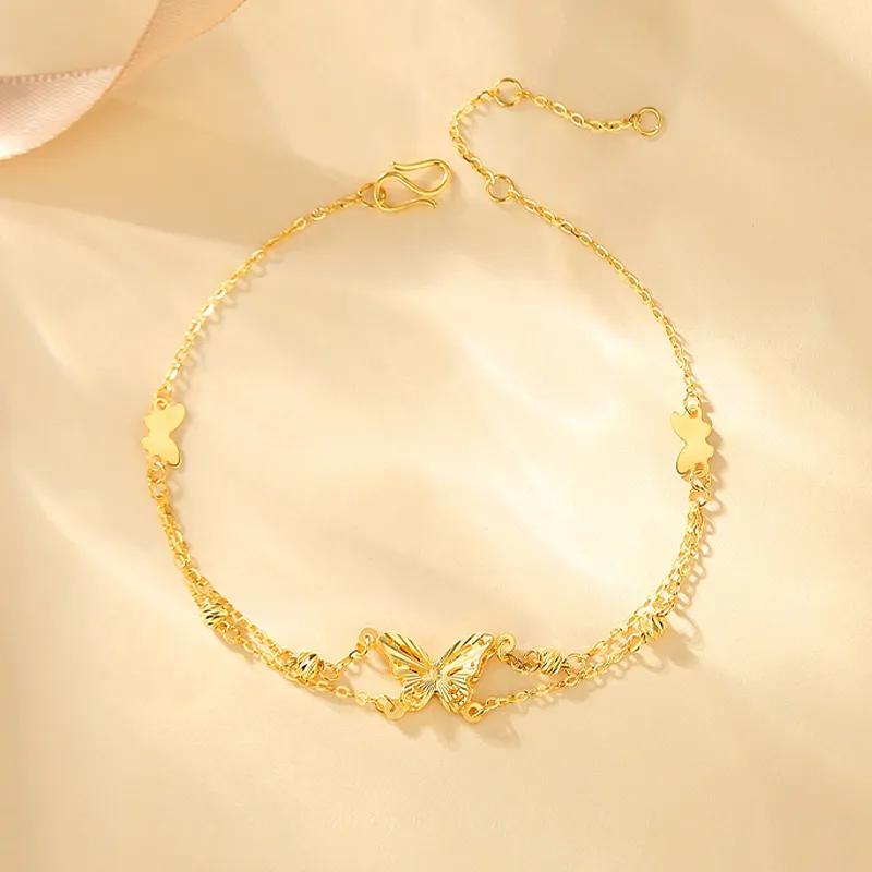 YASIFU New Arrival Niche Versatile Butterfly Solid Gold 999 Fixed Price Gold Bracelet Women's-3