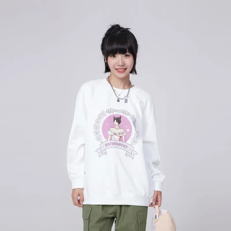 Hepburn Cat Sweatshirt Sets Unisex-3
