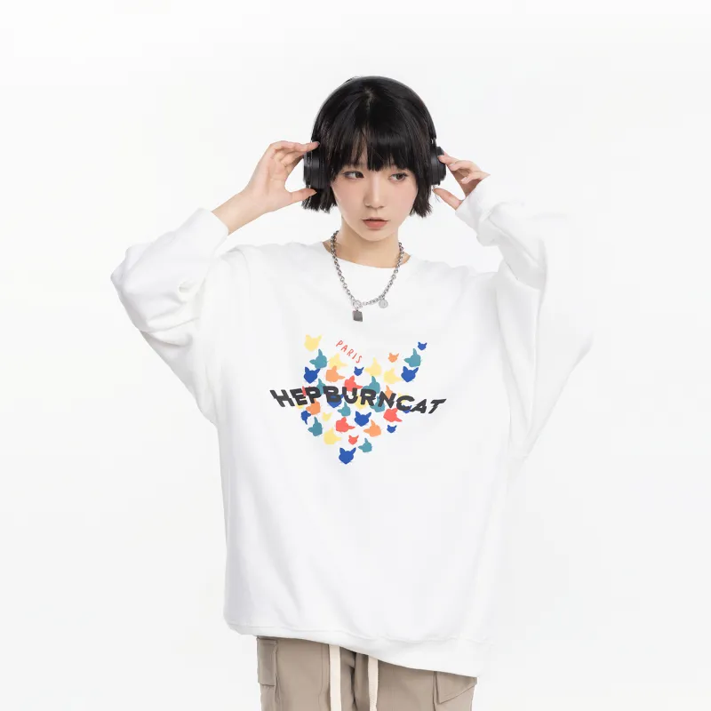 Hepburn Cat Sweatshirt Sets Unisex-8