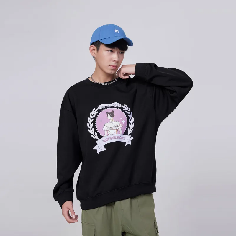 Hepburn Cat Sweatshirt Sets Unisex-13