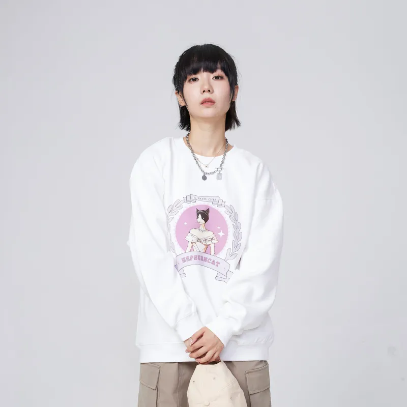 Hepburn Cat Sweatshirts Unisex-3